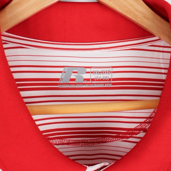 Russell Nebraska Huskers Polo Shirt 3XL Red White Striped Collared Embroidered N - Picture 3 of 4
